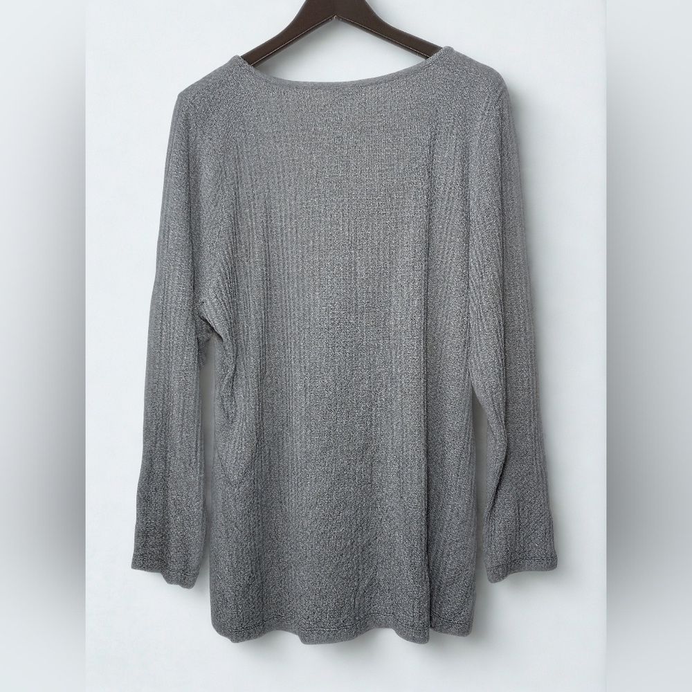 Torrid Gray Ribbed Henley Long Sleeve Top Size 3X - Picture 2 of 5